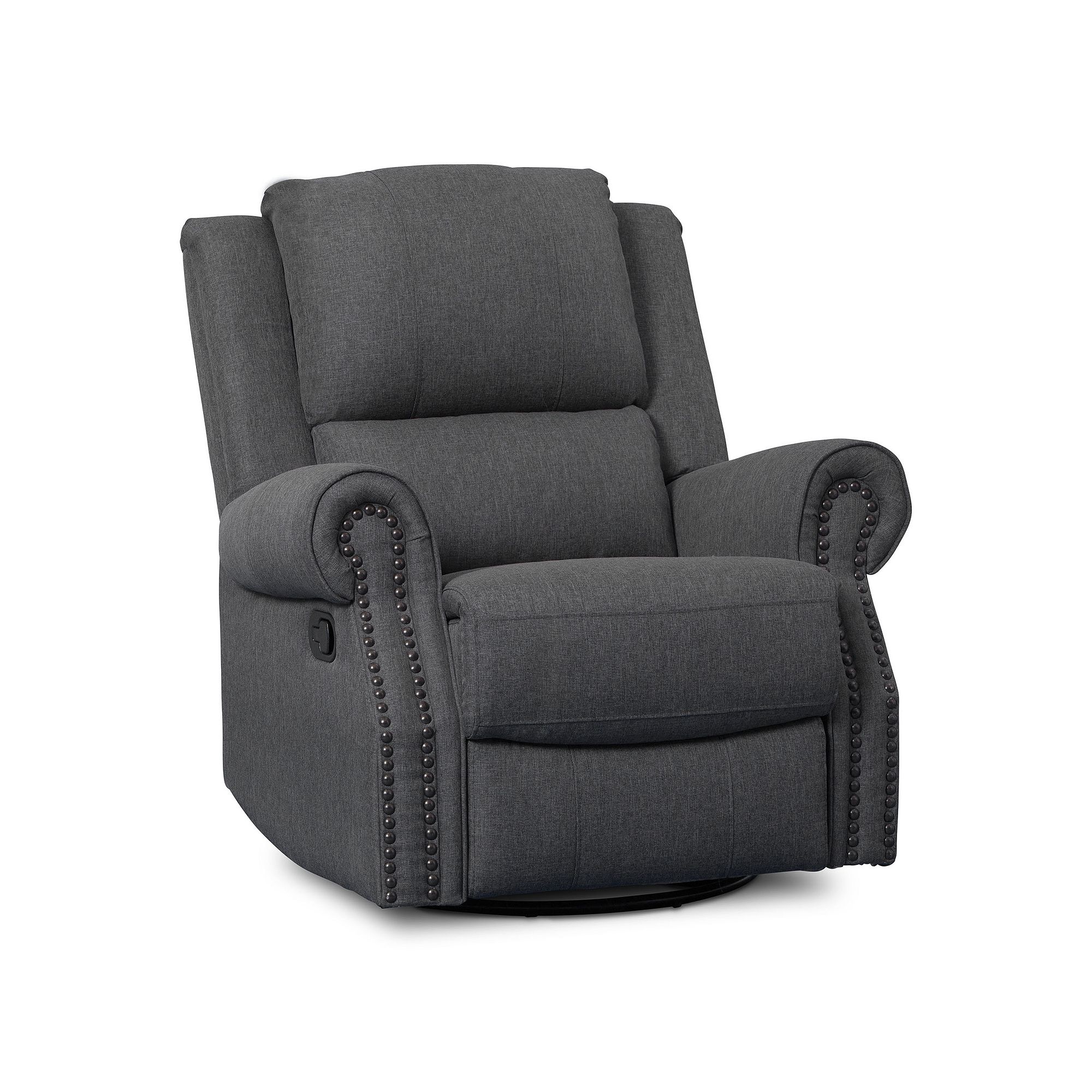 Delta Children Dylan Nursery Recliner Glider Swivel Chair, Grey