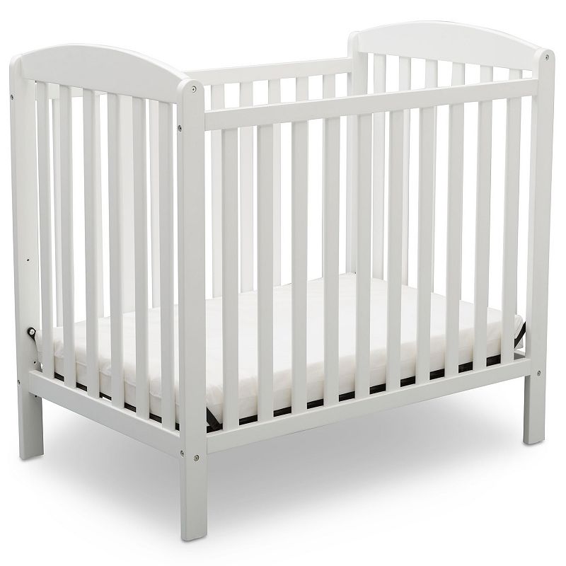 Delta Children Emery Mini Convertible Baby Crib with Mattress - Bianca White