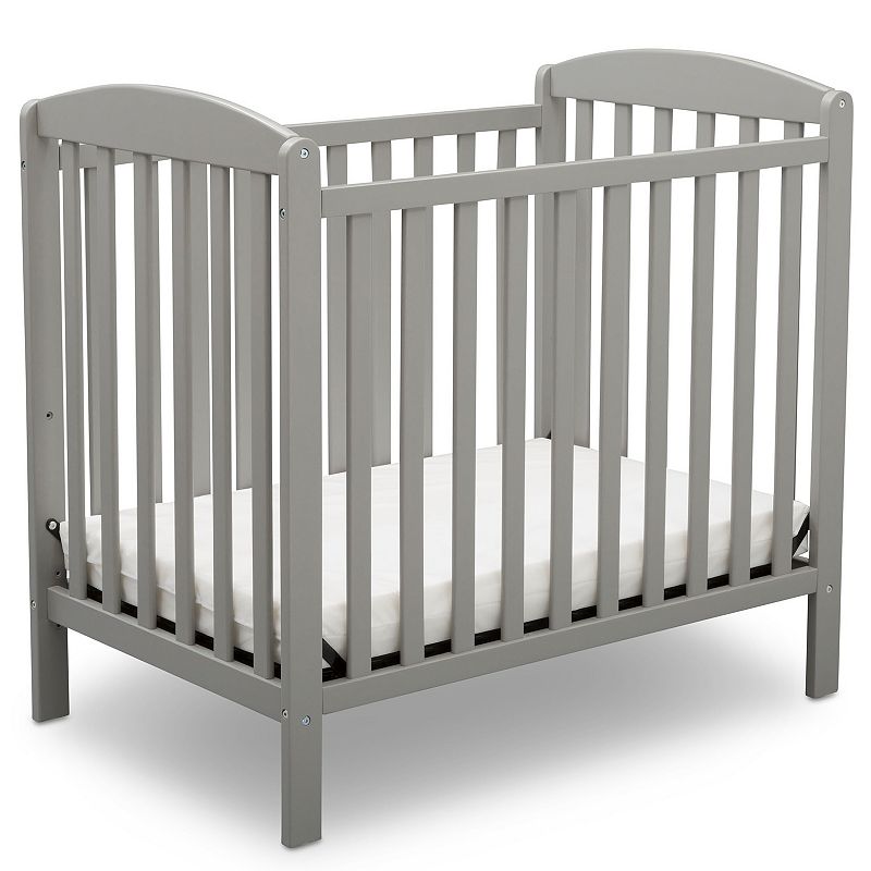 Delta Children Mini Convertible Crib with Mattress, Lt Beige