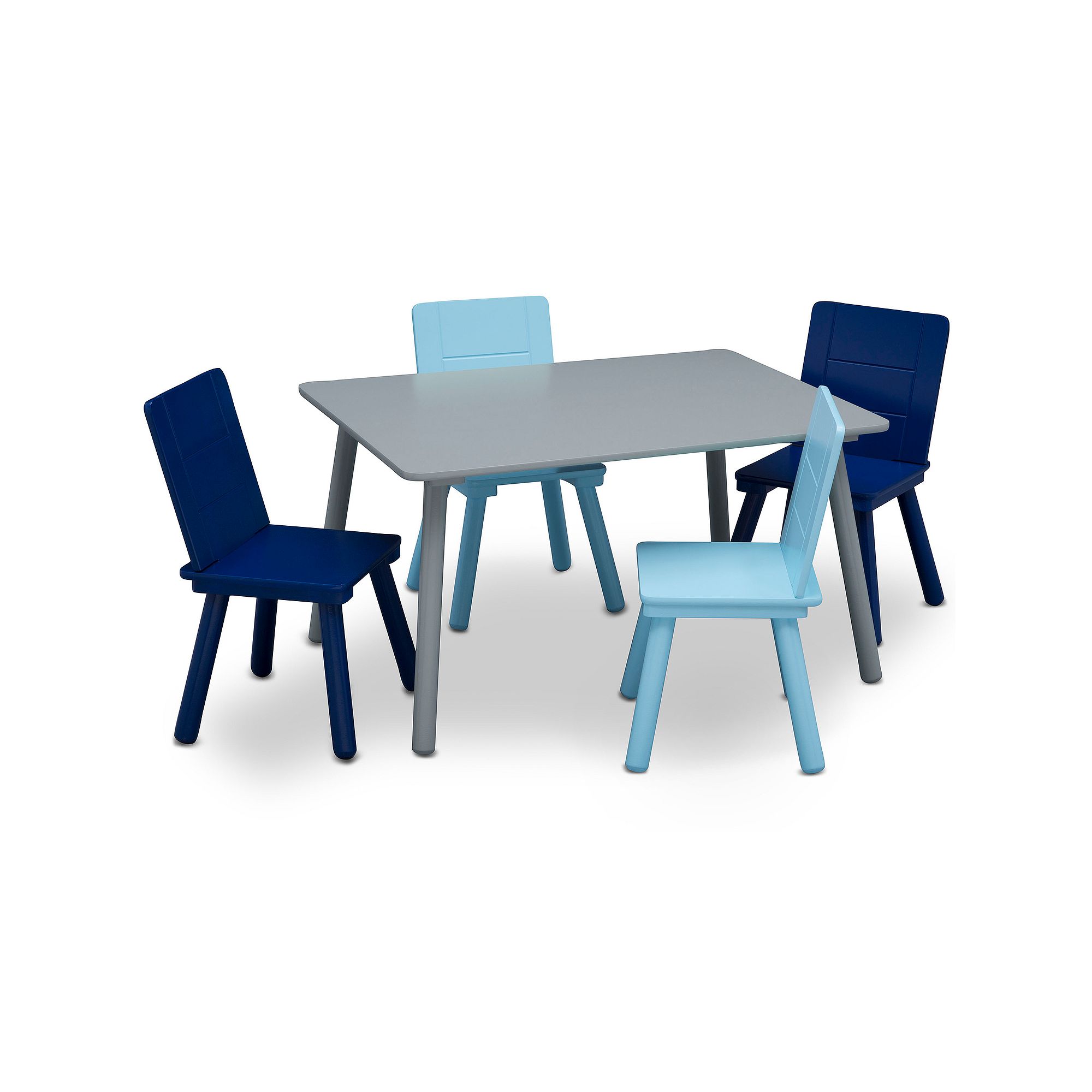 Delta Children Kids Table and 4 Chair Set, Gray Blue