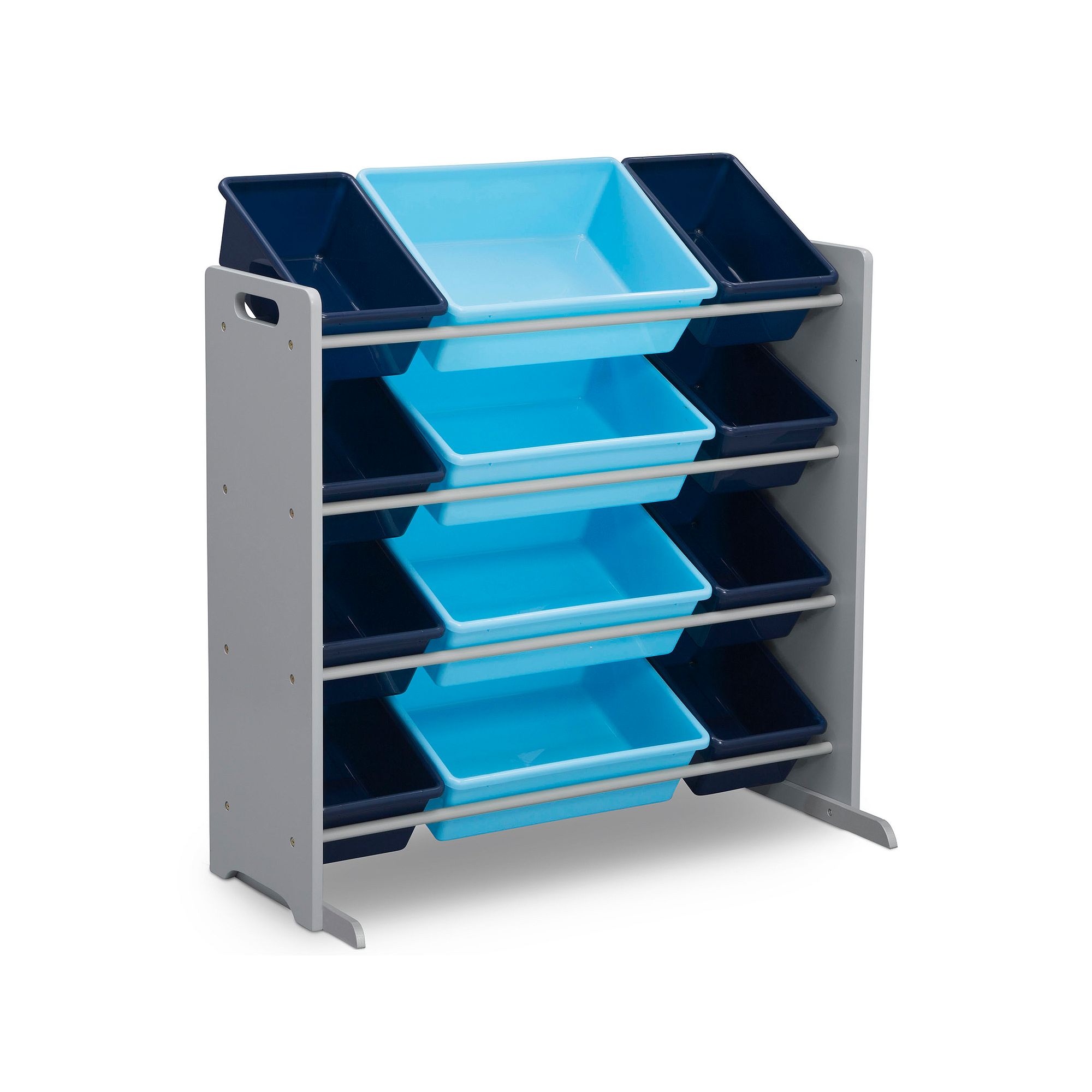 Delta Children Kids 12 Plastic Bins Toy Storage Organizer, Gray Blue