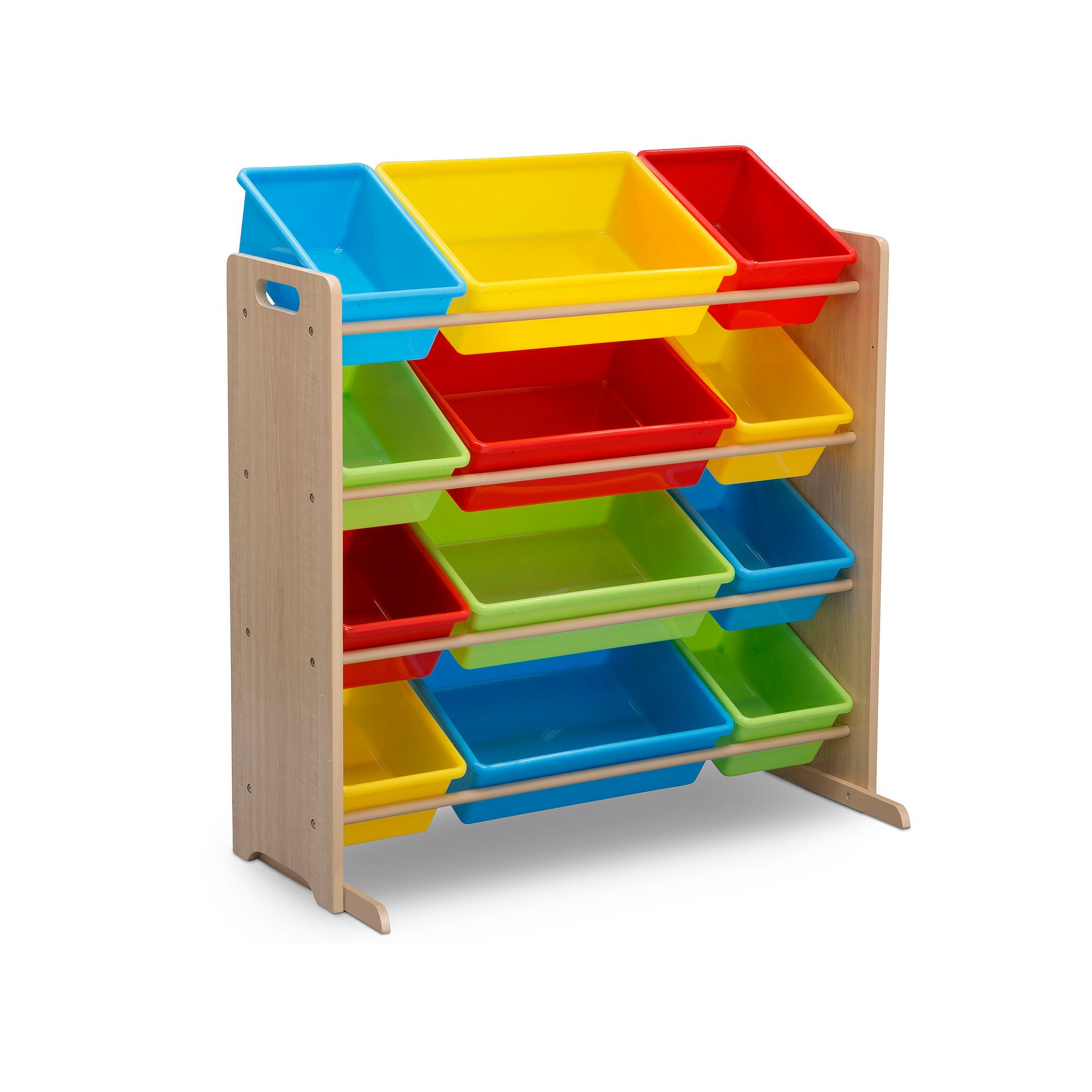 Delta Children Kids 12 Plastic Bins Toy Storage Organizer, Natural Primary