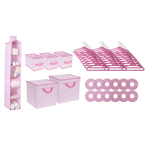 24-Piece Nursery Bins Closet Storage Set Hangers Bedroom Baby Girl Kids