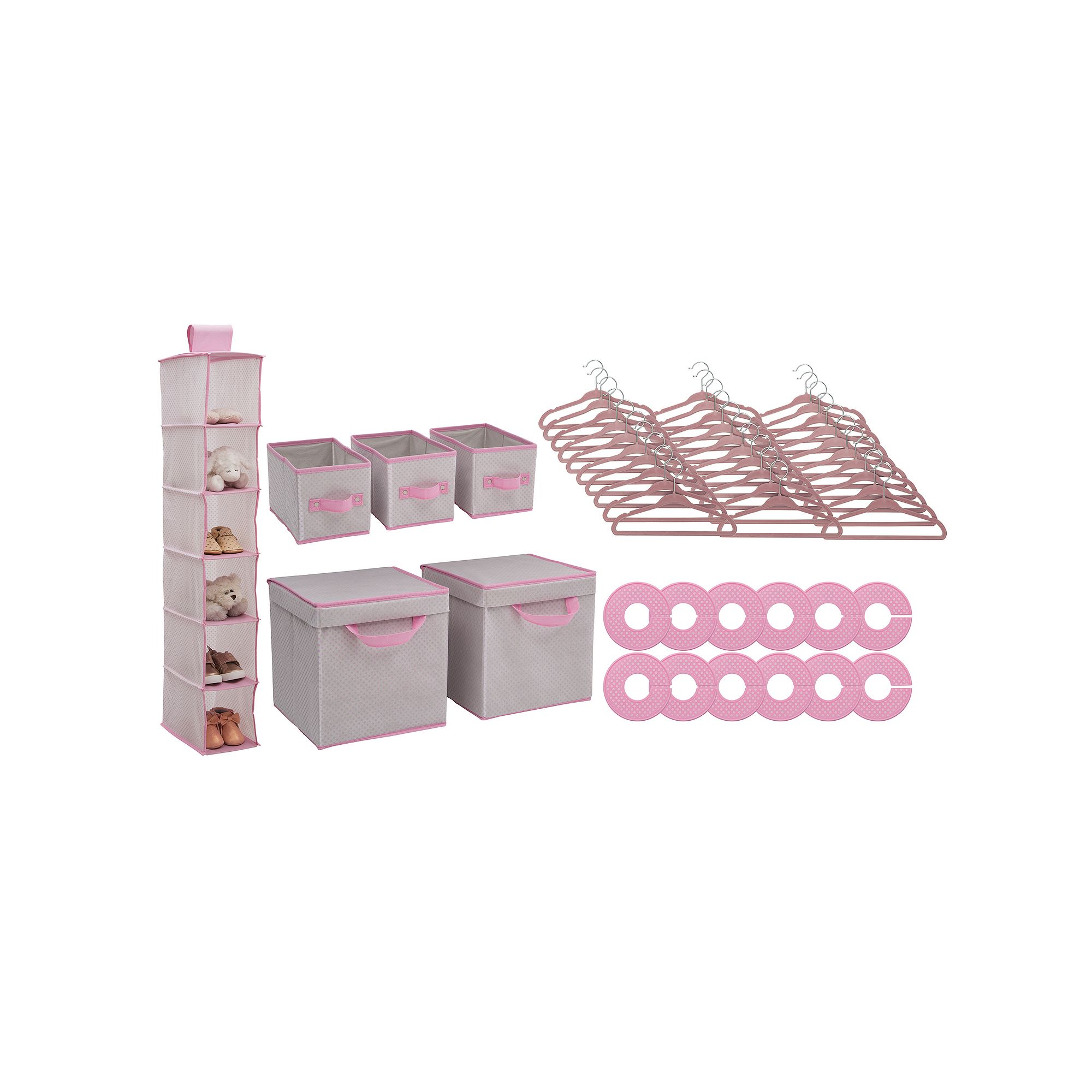 Delta Children 48-Piece Nursery Storage Set, Infinity Pink