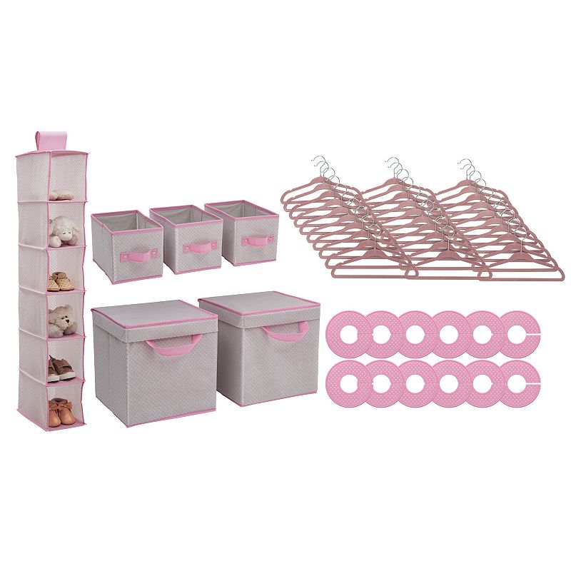 Delta Children 48-Piece Nursery Storage Set, Med Pink