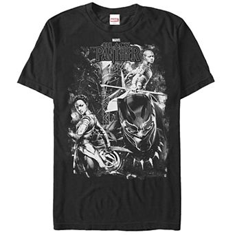 Men's Black Panther Movie Panther In Stars Tee