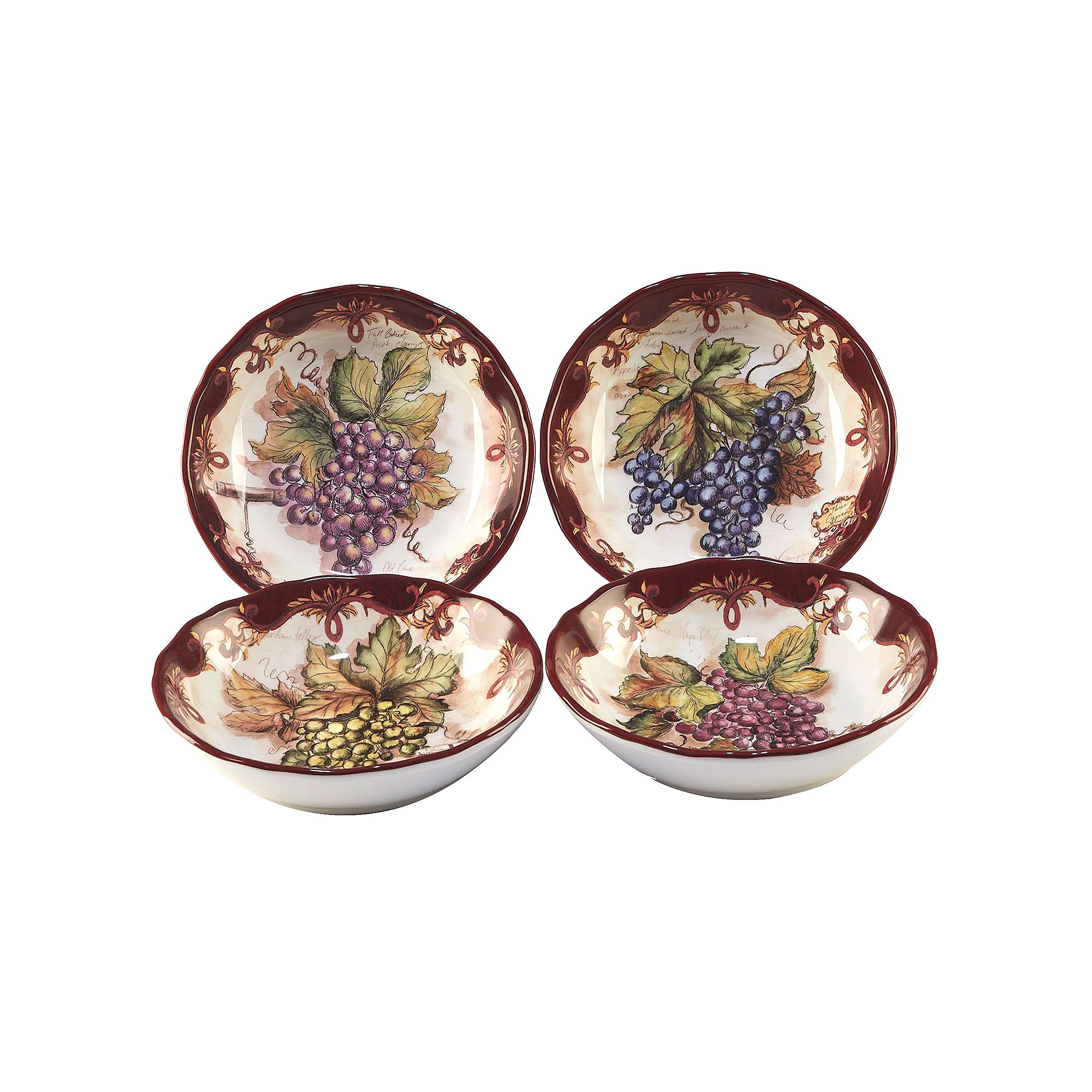 Certified International Vintners Journal 4-pc. Soup/Pasta Bowl Set, Multi