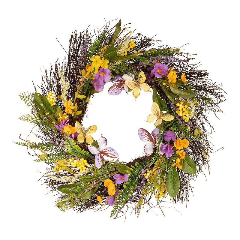 National Tree Company Spring Artificial Mixed Flowers Wreath, Multicolor