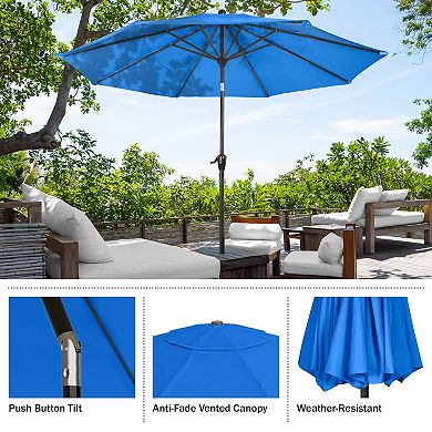 Pure Garden Blue Auto Tilt Patio Umbrella