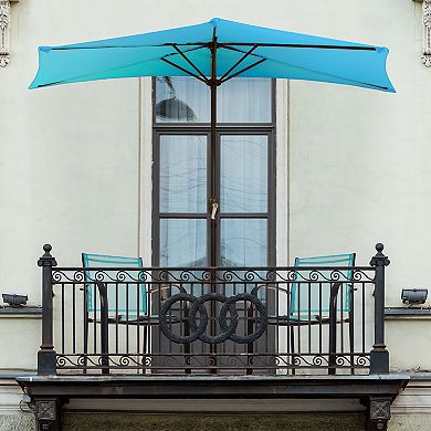 Pure Garden Blue Half Round Patio Umbrella