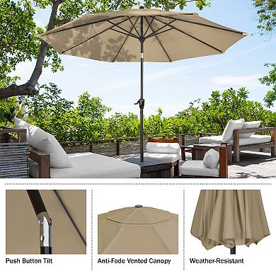 Pure Garden Tan Auto Tilt Patio Umbrella
