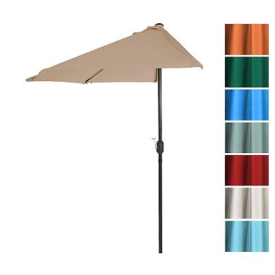 Pure Garden Tan Half Round Patio Umbrella