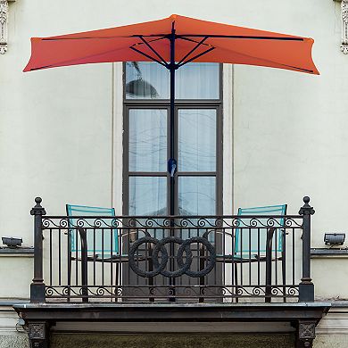 Pure Garden Orange Half Round Patio Umbrella