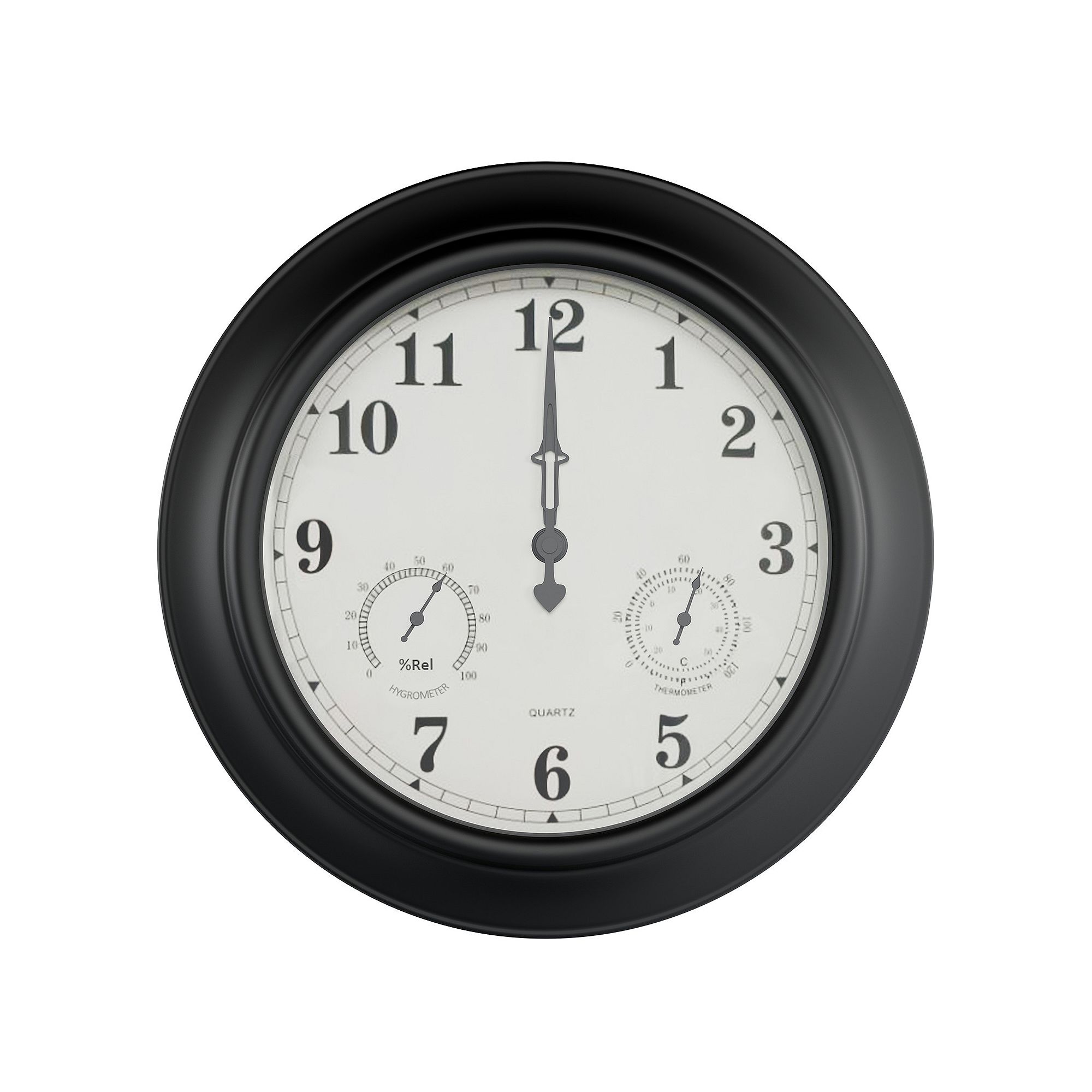 Pure Garden Temperature and Hygrometer Gauge Clock, Black