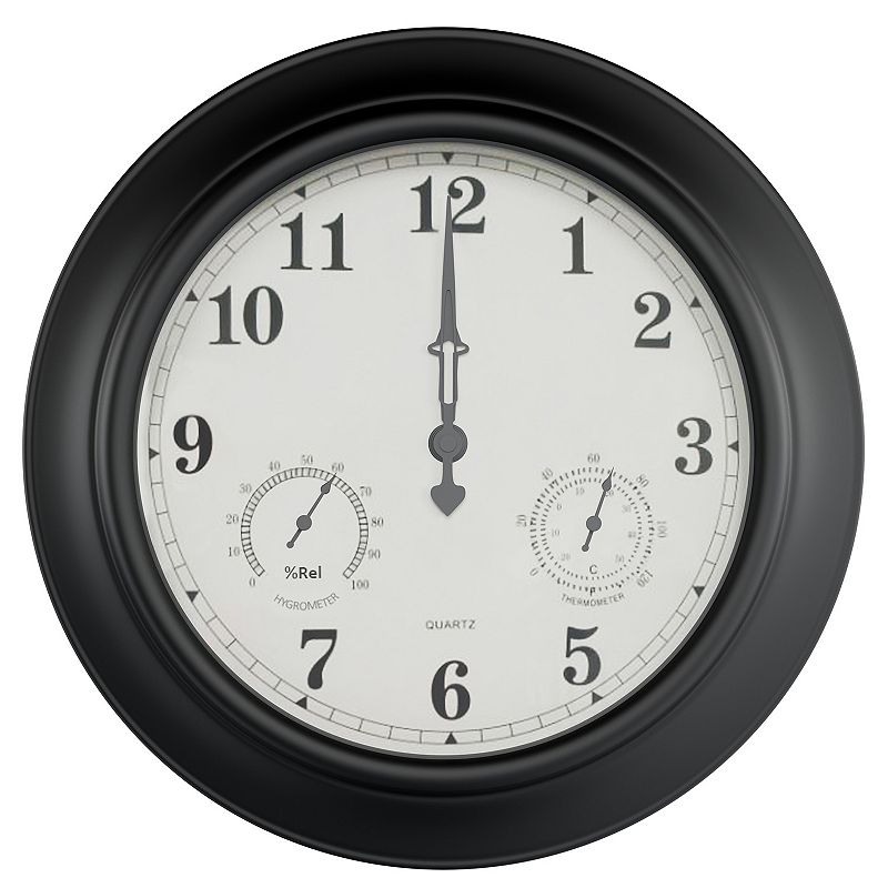 Pure Garden Temperature and Hygrometer Gauge Clock, Black