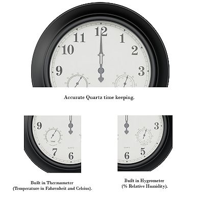 Pure Garden Temperature and Hygrometer Gauge Clock
