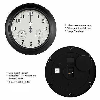 Pure Garden Temperature and Hygrometer Gauge Clock
