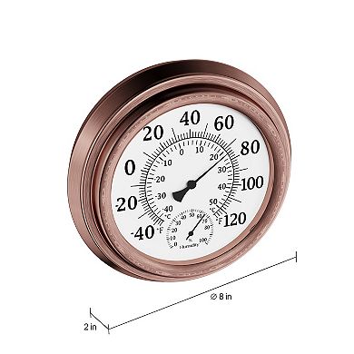 Pure Garden Copper Temperature and Hygrometer Humidity Gauge