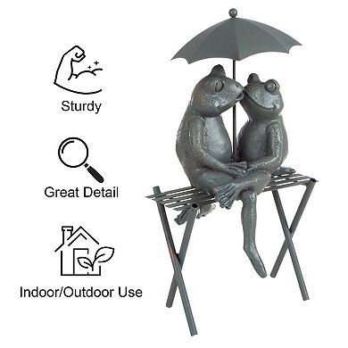 Pure Garden Frog Couple Statue