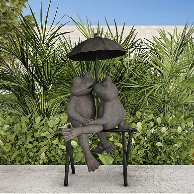 Pure Garden Frog Couple Statue