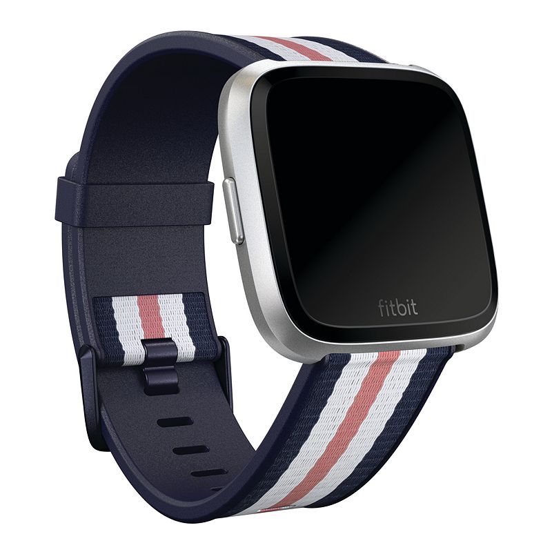 Fitbit Versa Family Accessories  Woven Navy/Pink Band  Small