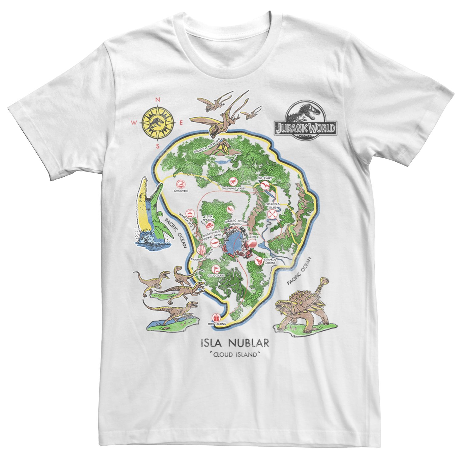 Jurassic Park Isla Nublar Tour Men's T-Shirt - Officially Licensed Short Sleeve Tee