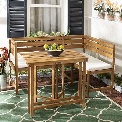 Safavieh Wilton Balcony Corner Lounge Booth Bench & Dining Table 2-piece Set