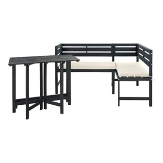 Safavieh Wilton Balcony Corner Lounge Booth Bench & Dining Table 2 pc Set
