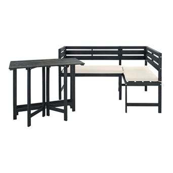 Safavieh Wilton Balcony Corner Lounge Booth Bench & Dining Table 2 pc Set