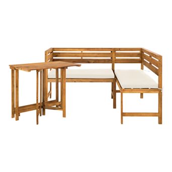 Safavieh Wilton Balcony Corner Lounge Booth Bench & Dining Table 2 pc Set