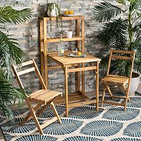 Safavieh Wilton 3-Piece Brown Wood Frame Patio Set