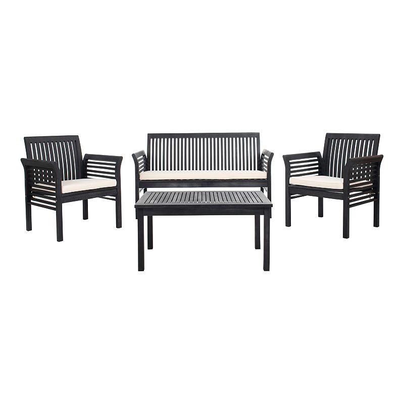 Safavieh Carson Outdoor Contemporary 4 Piece Living Set with Cushion