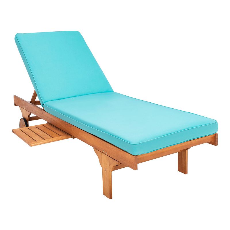 SAFAVIEH Newport Outdoor Patio Chaise Lounge Chair  Natural/Aqua