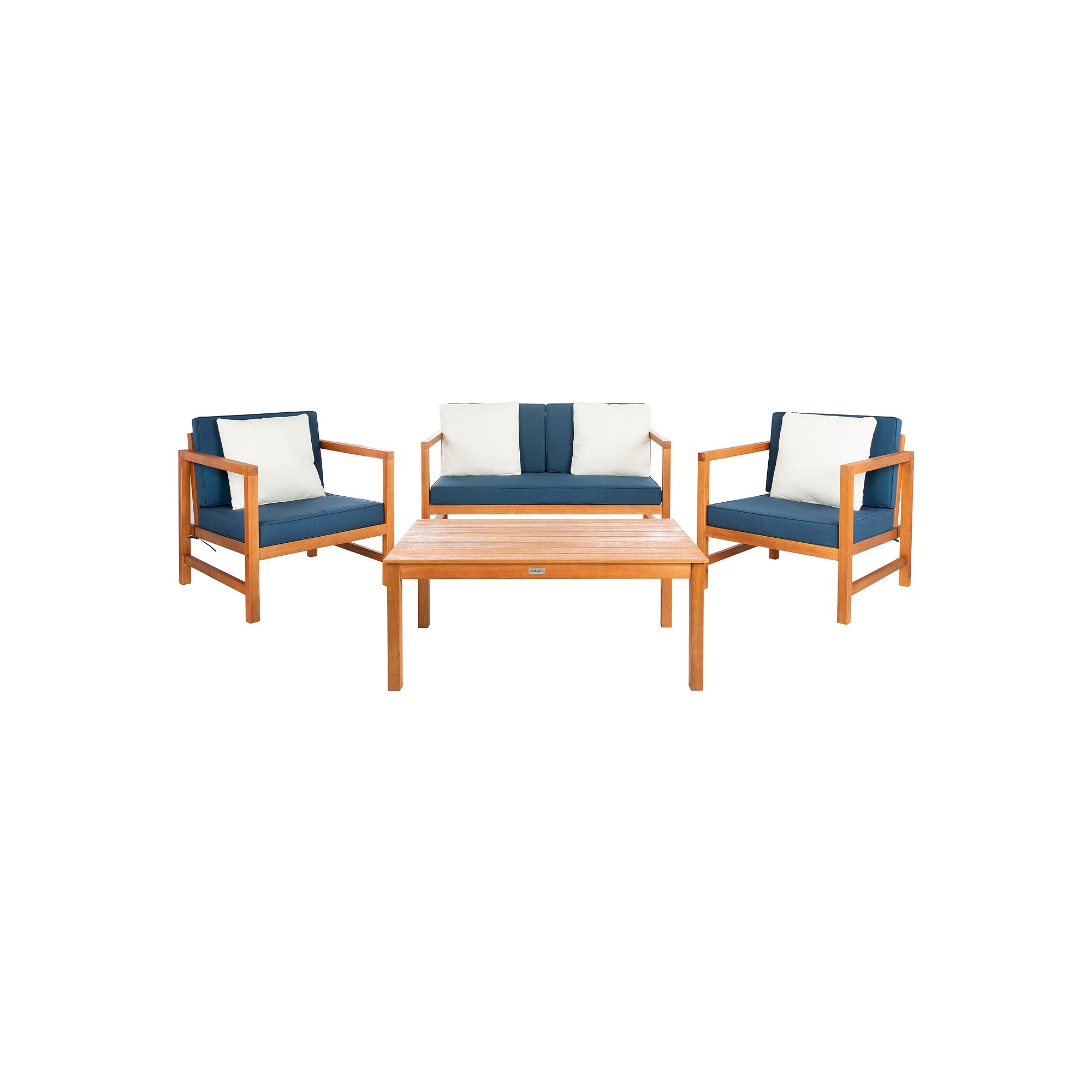 Safavieh Montez 4-pc. Outdoor Set W/ Accent Pillows, Natural Blue