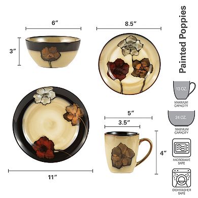 Pfaltzgraff Painted Poppies 16pc set