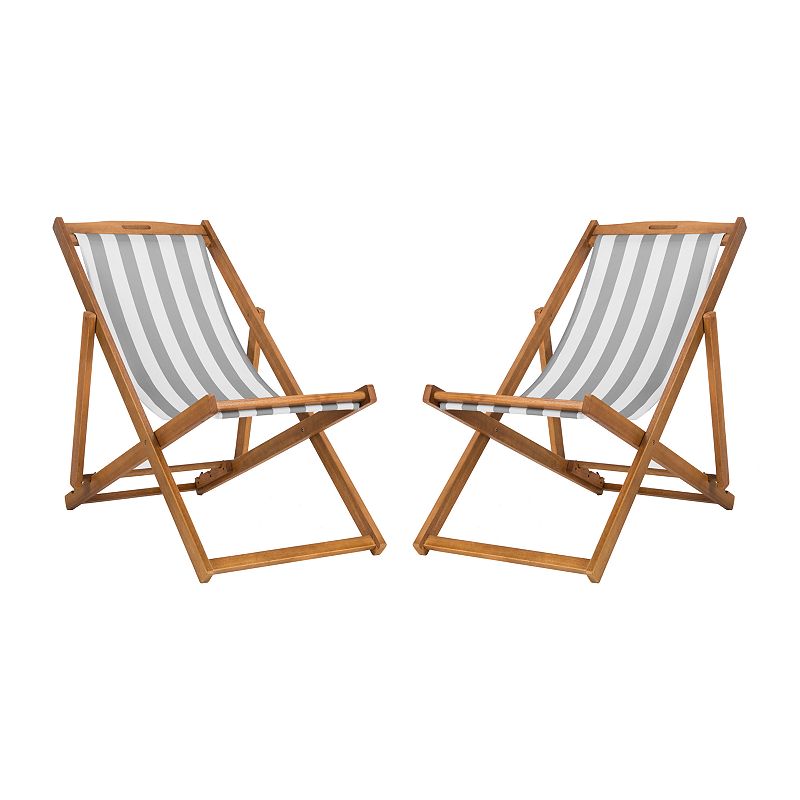 Safavieh Loren Foldable Sling Chair 2 Piece, Natural Gray