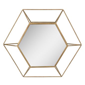 Stonebriar Collection Gold Hexagon Frame Hanging Wall Mirror