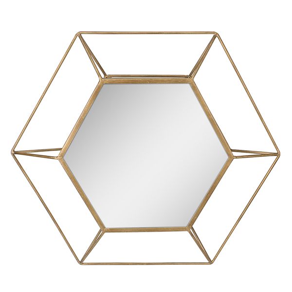 Stonebriar Collection Gold Hexagon Frame Hanging Wall Mirror