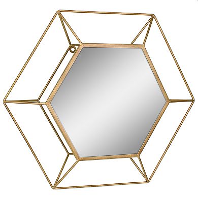 Stonebriar Collection Gold Hexagon Frame Hanging Wall Mirror