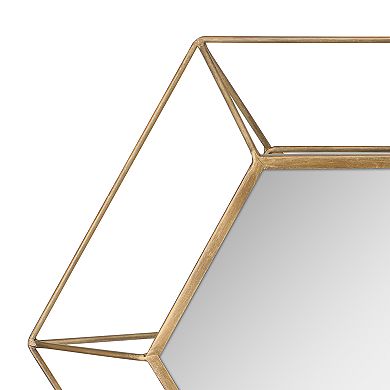 Stonebriar Collection Gold Hexagon Frame Hanging Wall Mirror