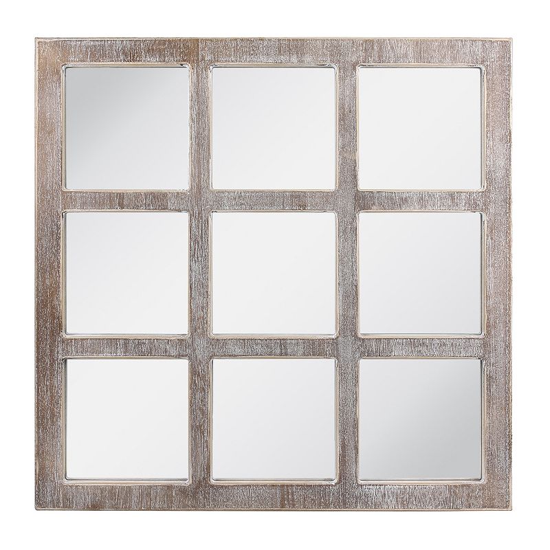 Stonebriar Collection Rustic Window Pane Hanging Wall Mirror, White