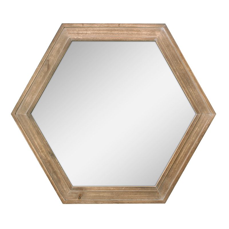 Stonebriar Collection Natural Wood Hexagon Hanging Wall Mirror, Multicolor