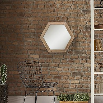 Stonebriar Collection Natural Wood Hexagon Hanging Wall Mirror