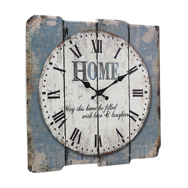 Stonebriar Square 15" Rustic Farmhouse Worn Wall Clock