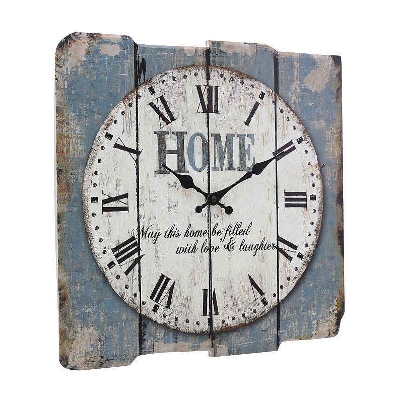 Stonebriar Square 15 Rustic Farmhouse Worn Wall Clock, Blue