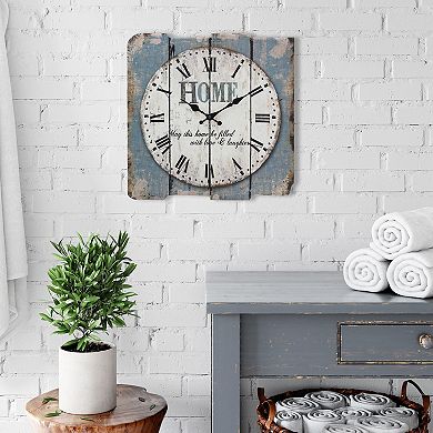 Stonebriar Square 15" Rustic Farmhouse Worn Wall Clock