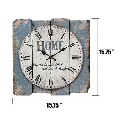 Stonebriar Square 15" Rustic Farmhouse Worn Wall Clock