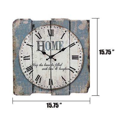 Stonebriar Square 15 Rustic Farmhouse Worn Wall Clock