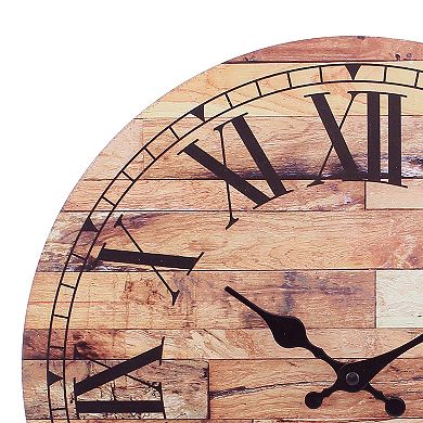 Stonebriar Old Fashioned Round Wood Wall Clock