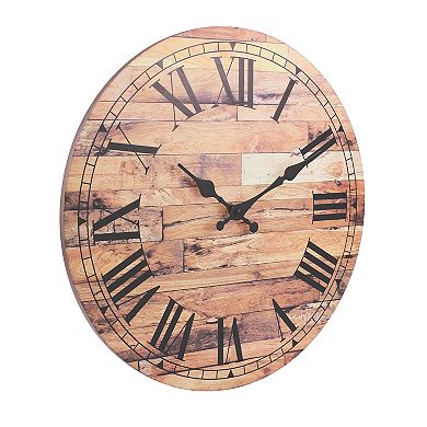 Stonebriar Old Fashioned Round Wood Wall Clock